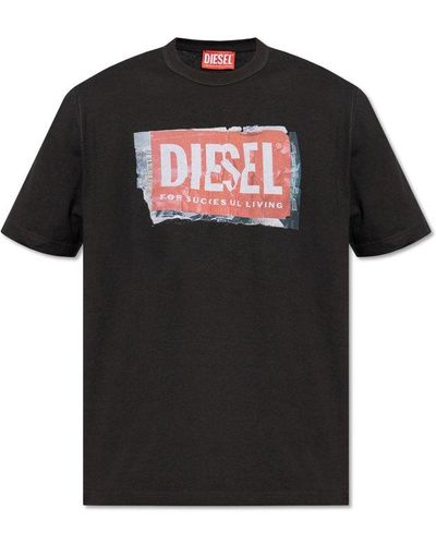DIESEL Logo Printed Crewneck T-shirt - Black