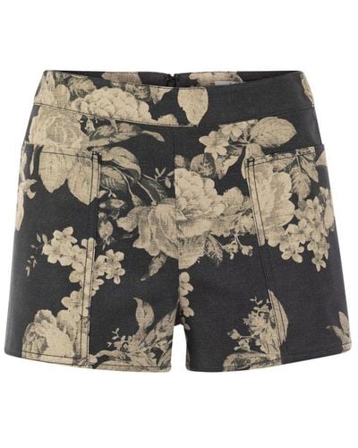 Max Mara Acro1234 Printed Cotton Mini Shorts - Black