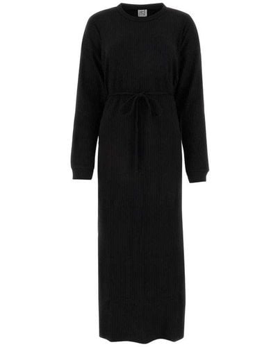 Baserange Long Sleeved Ribbed Midi Dress - Black