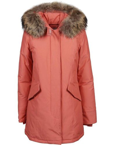 Woolrich Fur-trimmed Hooded Padded Coat - Pink