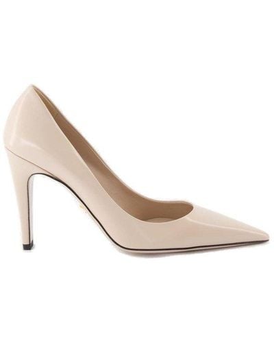Prada Pointed-toe Slip-on Court Shoes - Natural