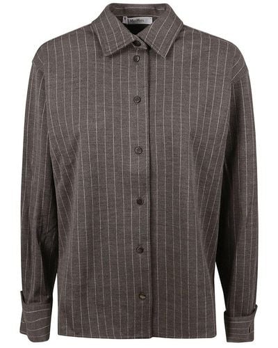 Max Mara Striped Long-sleeved Shirt - Grey