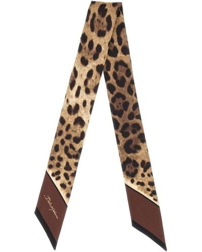 Dolce & Gabbana Leopard-Print Twill Headscarf (6X100) - Brown