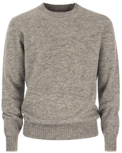 Brunello Cucinelli Crew-neck Sweater In Alpaca Cotton And Wool - Grey