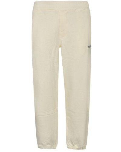 MSGM Logo Printed Track Trousers - Natural
