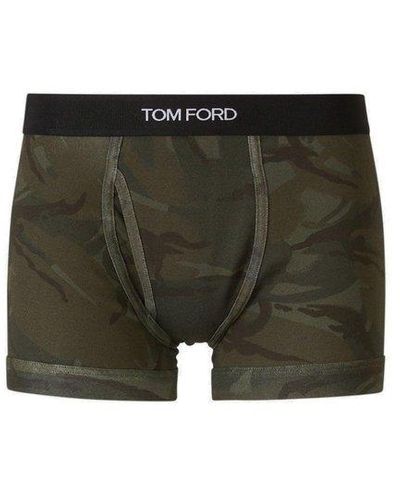 Tom Ford Camouflage Print Low Rise Boxers - Green