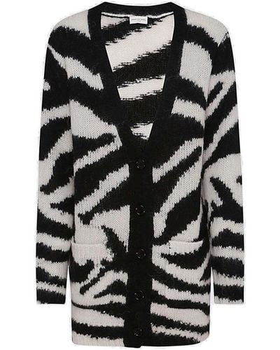 Dries Van Noten Zebra Print Knitted Cardigan - Black