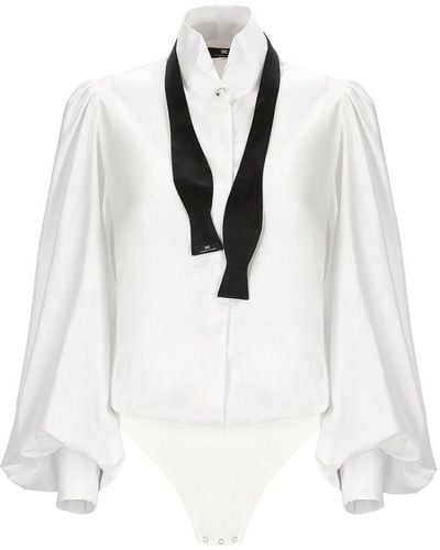 Elisabetta Franchi Bow Tie Bodysuit - White