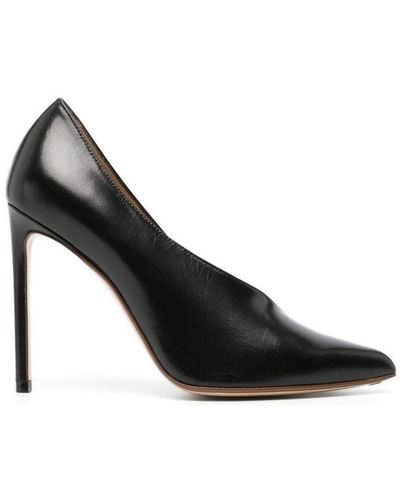 Francesco Russo Asymmetric Pointed-toe Court Shoes - Black