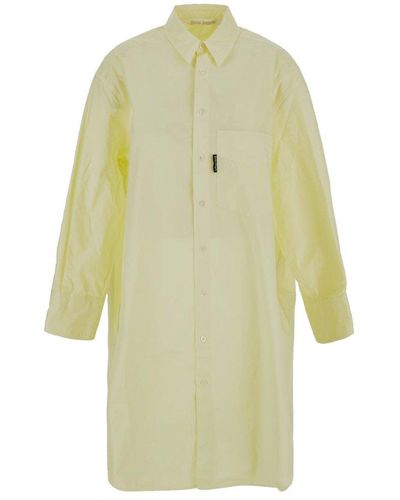 Palm Angels Long-sleeved Shirt Dress - Yellow