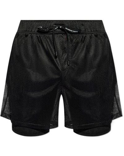 Balmain Perforated Drawstring Shorts - Black