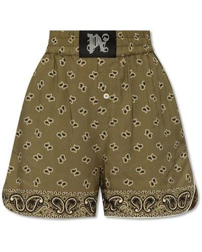 Palm Angels Shorts With Paisley Motif - Green