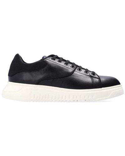 Emporio Armani Paneled Lace-up Sneakers - Black