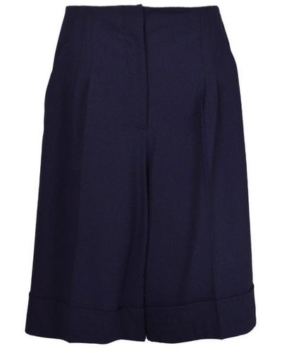 MSGM High-waist Flared Pleated Shorts - Blue
