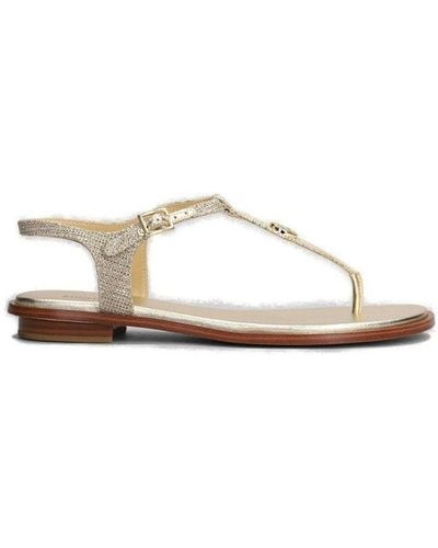 Michael Kors Mallory Glittered Thong Sandals - Natural