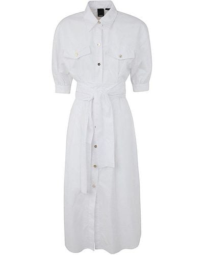 Pinko Poplin Belted-waist Shirt Dress - White