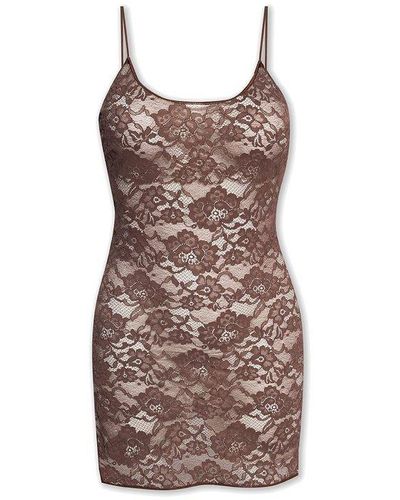 Oséree Lace-detailed Sleeveless Mini Dress - Brown