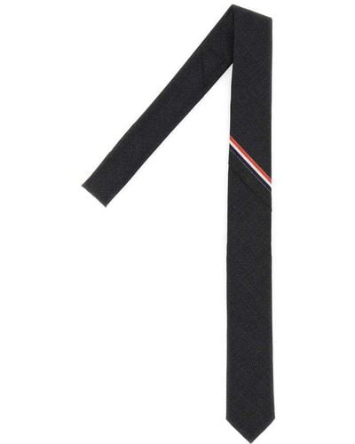 Thom Browne Rwb-stripe Logo Patch Tie - Black
