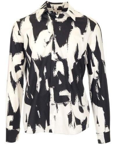 Alexander McQueen Graffiti Printed Buttoned Shirt - Black