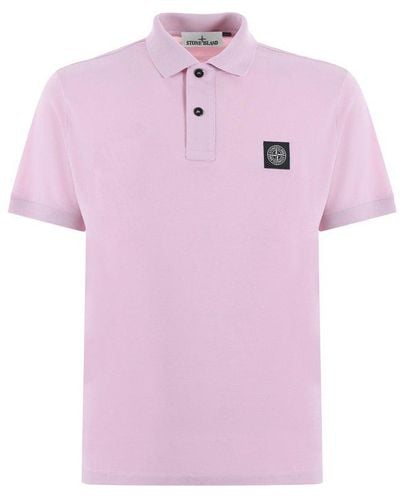 Stone Island Compass Patch Short-sleeved Polo Shirt - Pink