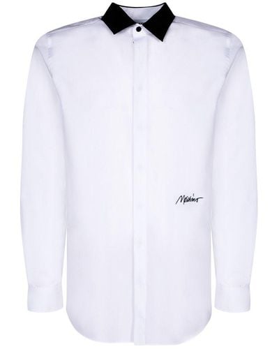 Moschino Logo Embroidered Poplin Shirt - White
