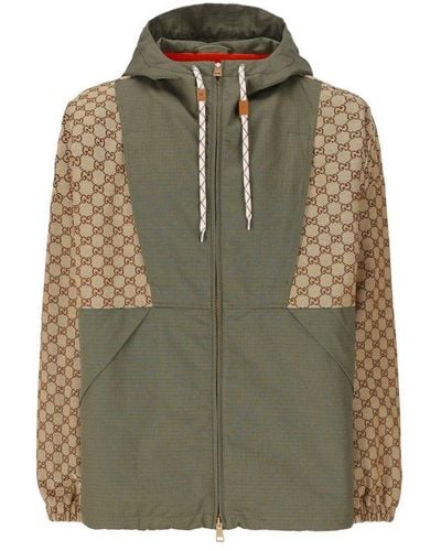 Gucci GG Zip-up Hooded Jacket - Green