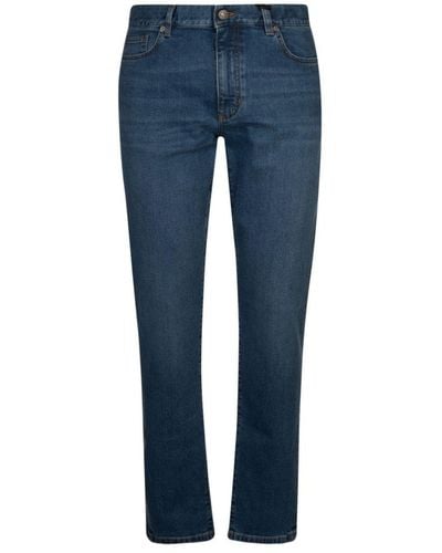 Zegna Fitted Buttoned Jeans - Blue