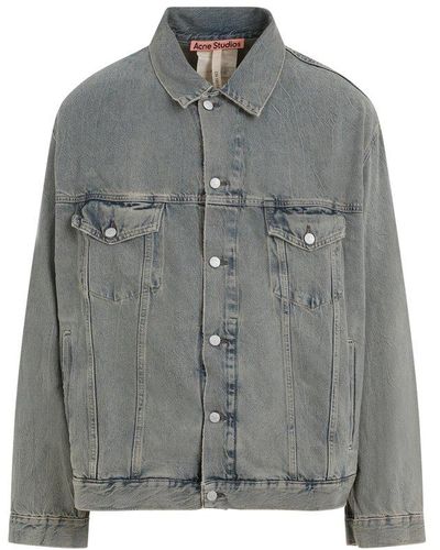 Acne Studios Buttoned Oversize Denim Jacket - Gray