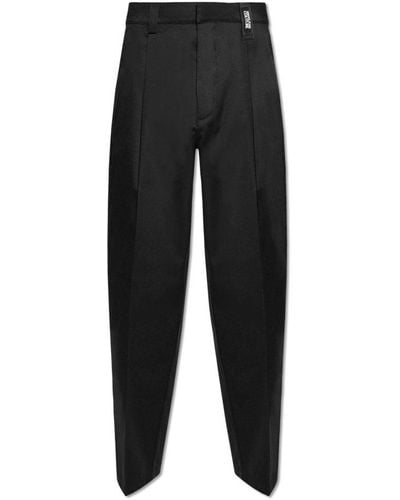 Versace Logo Patch Pleated Trousers - Black