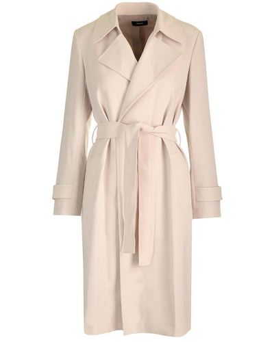 Theory Oaklane Trench Belted Coat - Natural