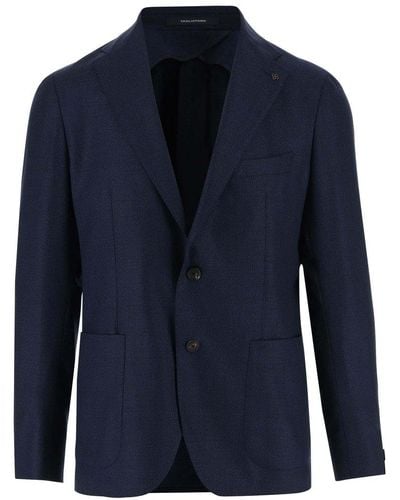 Tagliatore Stretch Wool Single-Breasted Jacket - Blue