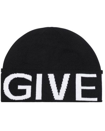 Givenchy Black White Jacquard Wool Beanie