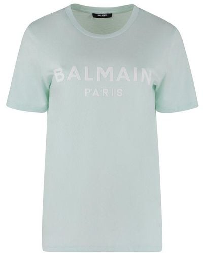Balmain Logo Cotton T-shirt - Green