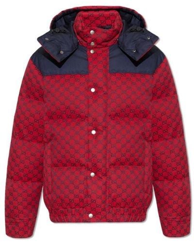 Gucci Down Jacket With Monogram, - Red