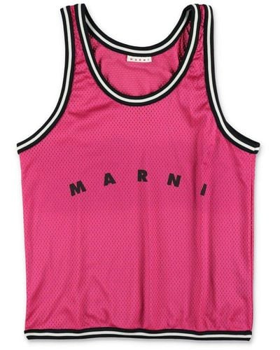 Marni Logo Printed Baseball Top Handle Bag - Pink
