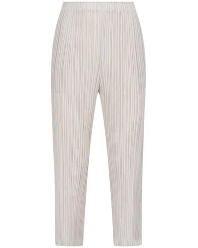 Pleats Please Issey Miyake February Elasticated Waistband Straight-leg Trousers - White