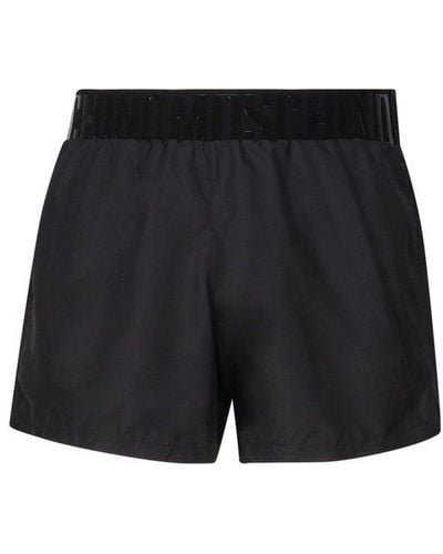 Moschino Logo-embossed Elasticated Waistband Swim Shorts - Black