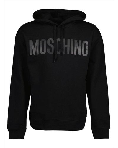 Moschino Logo Printed Drawstring Hoodie - Black
