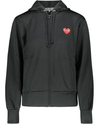 COMME DES GARÇONS PLAY Black Zipped Hoodie With Red Heart Clothing