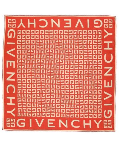 Givenchy 4g Monogram Silk Twill Square Scarf - Red