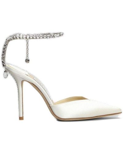 Jimmy Choo Saeda 100 Crystal Embellishment Pumps - White