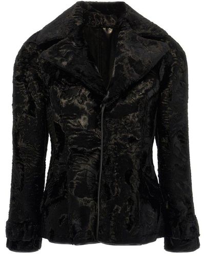 Alberta Ferretti Faux Astrakhan Jacket Coats, Trench Coats Black