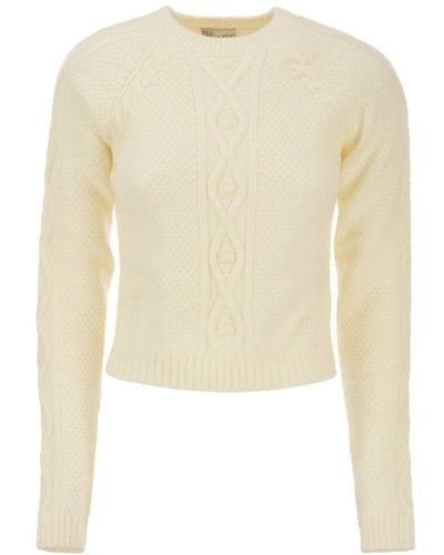 RED Valentino Red Crewneck Long-sleeved Sweater - Natural