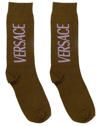 Versace Logo Intarsia-knitted Socks - Green