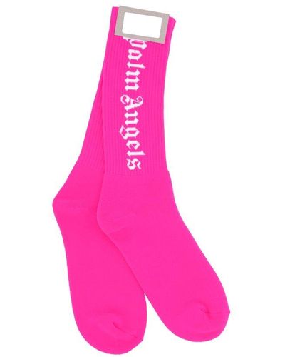 Palm Angels Logo Intarsia-knit Socks - Pink