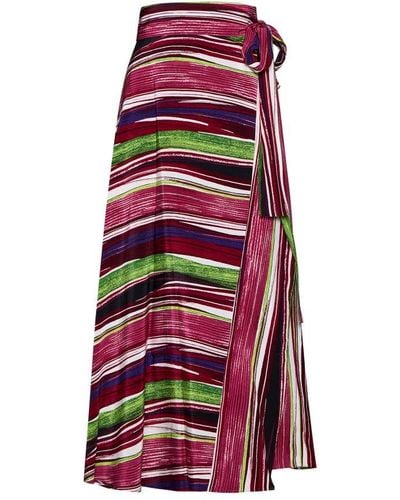 Diane von Furstenberg Rebekah Wrap Striped Skirt - Red