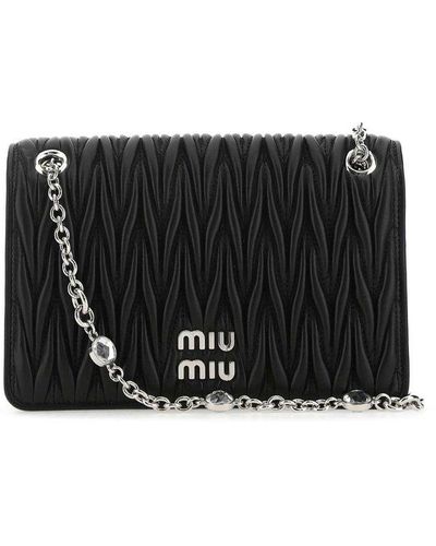 Miu Miu Logo-plaque Crossbody Bag - Black