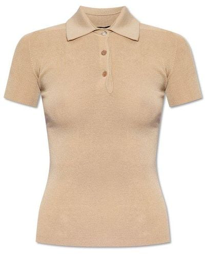 Versace Short-sleeved Knitted Polo Shirt - Natural