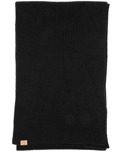 Woolrich Logo Patch Ribbed Scarf - Black