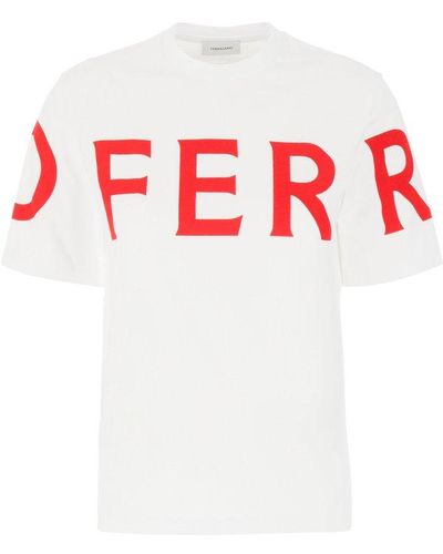 Ferragamo Logo Printed Crewneck T-shirt - Red